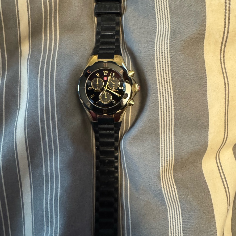Michele Black and Gold Women's Watch